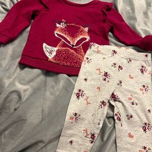 2pc nwot 9pm carters baby girl outfit burgundy fox